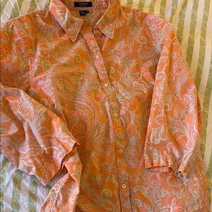 Chaps Vibrant Orange Paisley Shirt